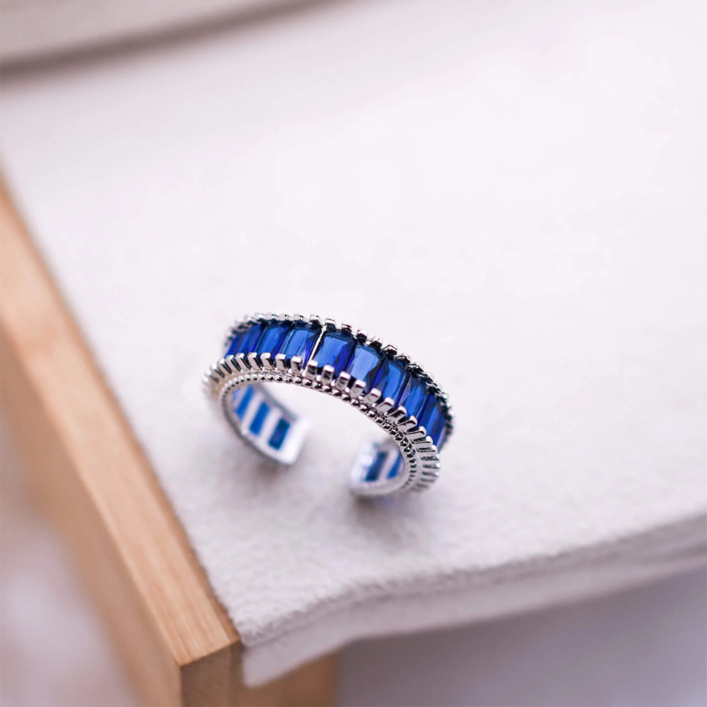 Δαχτυλίδι Sparkle ασημί μπλε