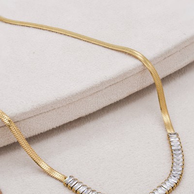 Κολιέ Snake Zircon χρυσό