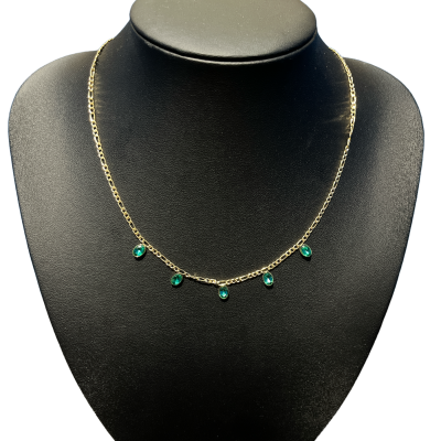 Κολιέ Emerald Droplets χρυσό