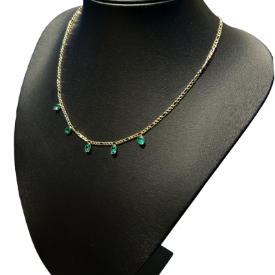 Κολιέ Emerald Droplets χρυσό
