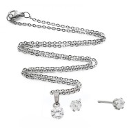 Σετ κολιέ και σκουλαρίκια ασημί χρώμα Σετ κολιέ και σκουλαρίκια ασημί χρώμα