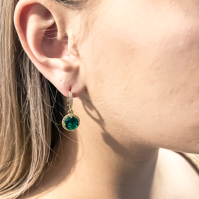 Σκουλαρίκια Emerald Drop χρυσά