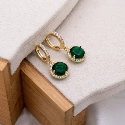 Σκουλαρίκια Emerald Drop χρυσά