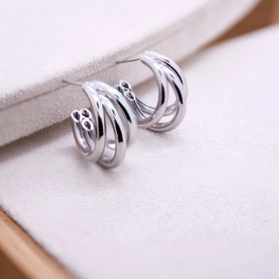 Σκουλαρίκια Triple Hoops ασημί