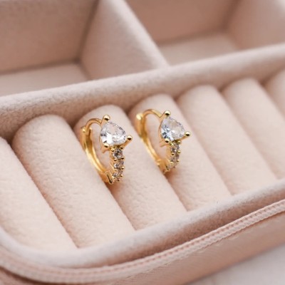 Σκουλαρίκια Heart Clear χρυσά