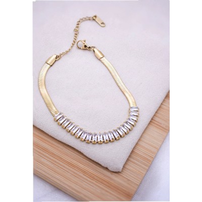 Χρυσό βραχιόλι Daze Clear White 