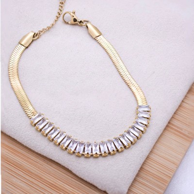 Χρυσό βραχιόλι Daze Clear White 